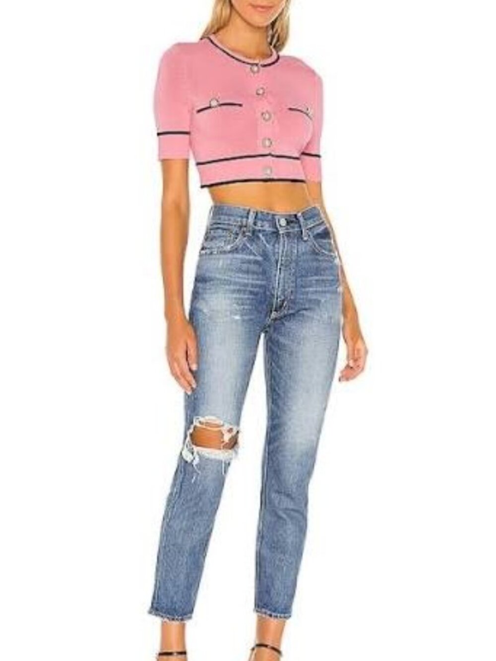 Lovers and Friends Pearl Short Sleeve cropped Cardigan size XS